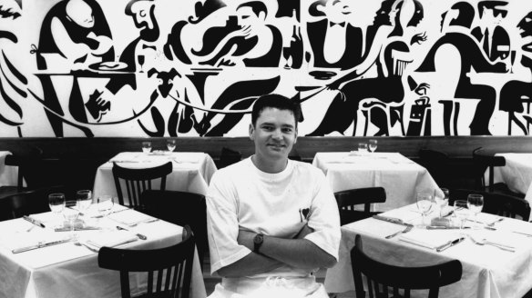 Bistro Moncur's original manager, Peter Nield, pictured at the Woollahra restaurant in 1993.
