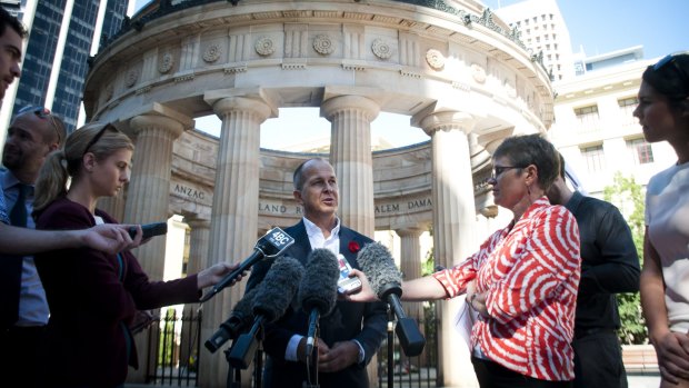 Mr Greste receives the 2016 Anzac Day Peace Price at Brisbane's Shrine of Remembrance.