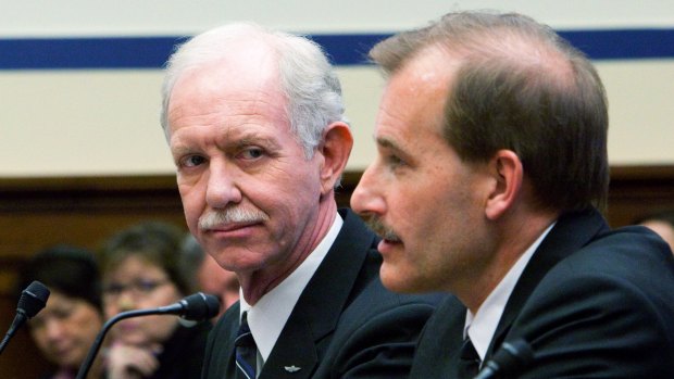 'Tache team: Captain Chesley  Sullenberger. who made an emergency landing in New York's Hudson River in 2009, with First Officer Jeffrey Skiles.