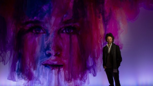 Artist Benjamin Shine with his artwork The Dance at Canberra Centre last year.

The Canberra Times

Photo Jamila Toderas