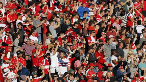Revolution: Lions rugby fans celebrate their side's success.