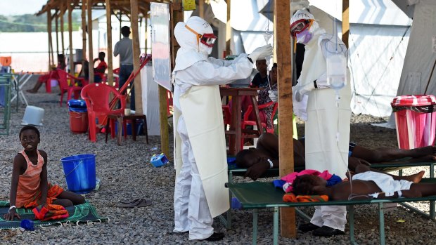 Health workers in West Africa during the Ebola outbreak.