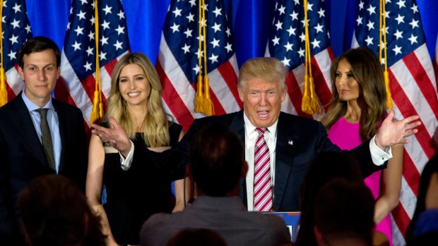 Donald Trump, with Melania and Ivanka and son-in-law Jared Kushner, who has been named as serving on the transition's executive committee. 