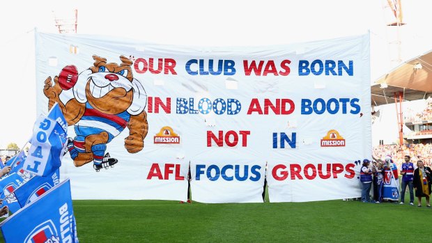 The Bulldogs banner from the preliminary final against Greater Western Sydney.