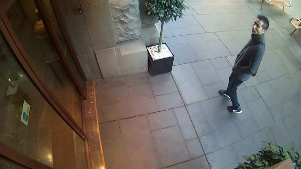 Police believe this man - seen outside the Cerrone jewellery store on Tuesday morning - can assist with their inquiries into the theft of a five-carat diamond from the Cerrone store in Martin Place. 