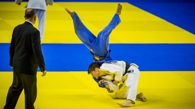 Josh Katz (in white) will be Australia's youngest judo Olympian when he competes at Rio.