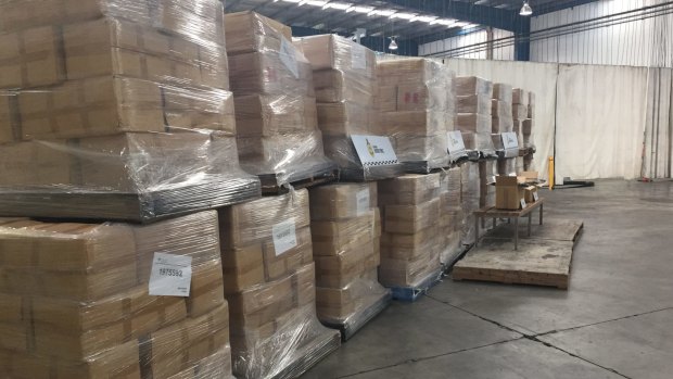 Some of the 71 tonnes of illicit tobacco seized by Australian customs officials in June, 2015. 