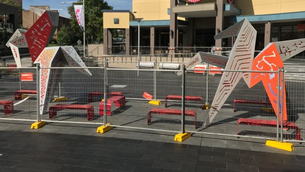 The Origami Horses sculpture at at West Ryde has been fenced off and will likely be removed.
