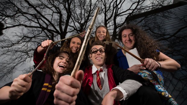 Harry Potter fans Matilda Boseley, Emma Condliffe, Tim Wells, Sophie Buckland and Mia Fine.