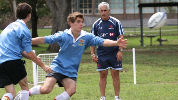 Joe Barakat watches pupils from Hurlstone Agricultural High School during his time with the Waratahs.