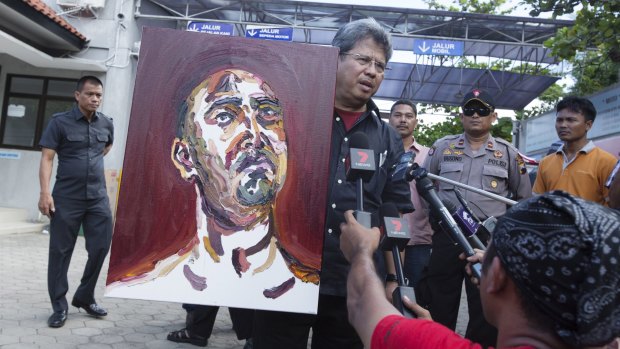 A self portrait of Myuran Sukumaran is taken from Kerobokan Prison to Wijaya Pura in Cilacap.