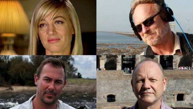 The <i>60 Minutes</i> team who were detained in Lebanon: Tara Brown, David "Tangles" Ballment, Stephen Rice and Ben Williamson.