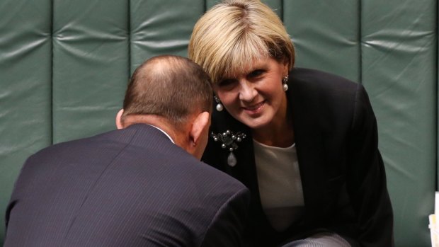 Prime Minister Abbott and Julie Bishop during question time on Monday.