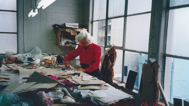 Fabric of history: Fashion designer Elvie Hill in her Flinders Lane workroom in 1996, shortly before closing the business.