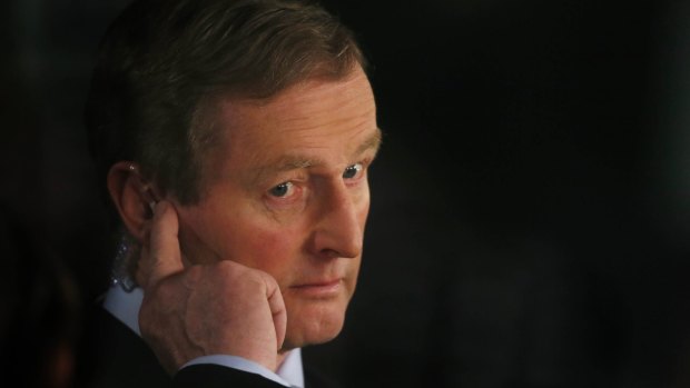 Prime Minister Enda Kenny arrives at the Mayo Convention Centre in Castlebar, Ireland, for the general election count.