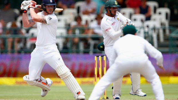 Room for improvement: Ben Stokes of England hits out in Cape Town.