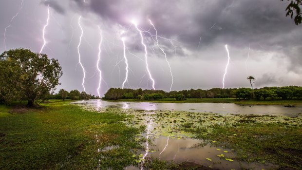 Spectacular weather with lightning at the start of the wet season.