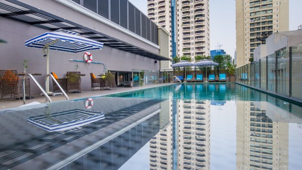 The swimming pool at Well Hotel Bangkok.