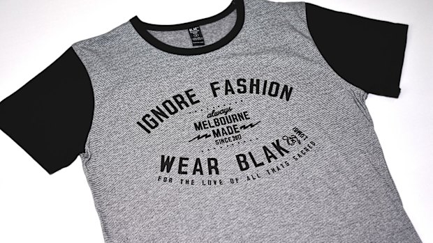 Lumbi's Blak apparel celebrates Melbourne's favourite colour. 