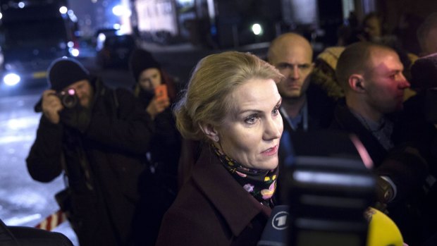 'Deep anger': Danish Prime Minister Helle Thorning-Schmidt at the scene of the first attack on Saturday night. 