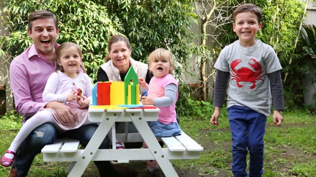 "They're definitely learning, it's not just a free-for-all playtime": Emilie Capes, with husband, Jeremy, and their children Thomas 5, Josephine 3, Charlotte 2. 