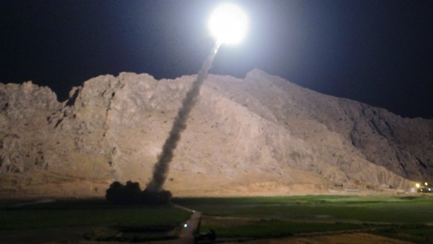A missile is fired from city of Kermanshah in western Iran targeting the Islamic State group in Syria in June.