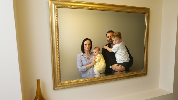 Mark and Karen Grant with daughter Audrey and son Dempsey, have left their home because Audrey was born with high levels of PFOS in her blood..