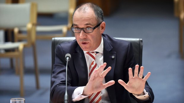 Andrew Thorburn, chief executive officer of National Australia Bank, speaks at a parliamentary hearing.