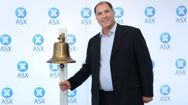 Hazer Group managing director Geoff Pocock  ringing the bell at company's ASX listing.