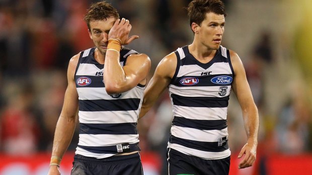 Geelong's Corey Enright was in tears after the Cats lost their preliminary final against Sydney last Friday night.