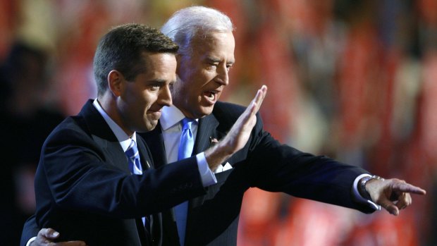 Beau Biden with his father at the 2008 Democratic National Convention in Denver, Colorado.