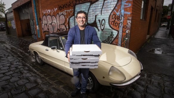 During the pandemic, Supermaxi co-owner Giovanni Patane used his vintage Alfa Romeo for pizza deliveries.

