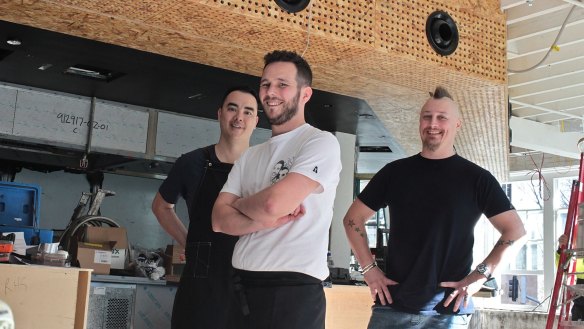 From left: Graeme Hunt, Ben Torrance and Benjamin Cooper at Chin Chin restaurant in Surry Hills. 