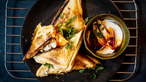 Katrina Meynink's made-from-scratch ma po tofu jaffles.