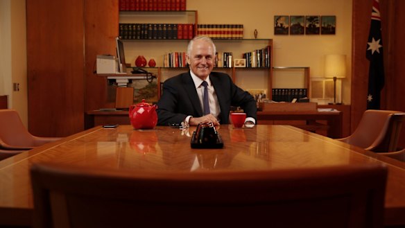 Prime Minister Malcolm Turnbull in his Parliament House office.