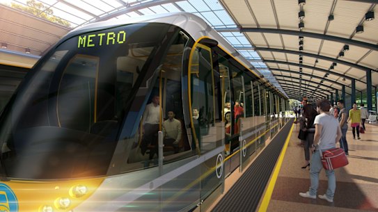 An artists' impression of a proposed Brisbane Metro station.
