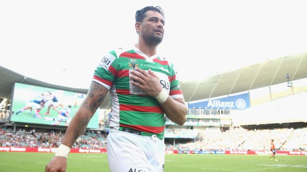 Long term: Rabbitohs' John Sutton will miss 16 weeks due to a ruptured pectoral.