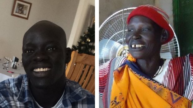 South Sudanese refugee Arop Majok, left, and his mother Akoel. Supplied