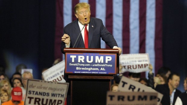 Republican presidential candidate Donald Trump during a campaign rally on Saturday.