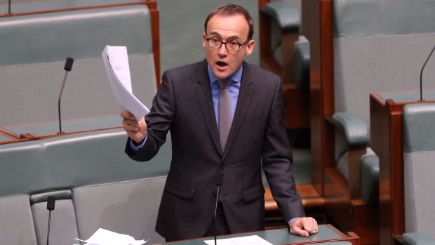 Opposed to the laws: Greens MP Adam Bandt questions the Communications Minister on 74 amendments to the Data Retention Bill.