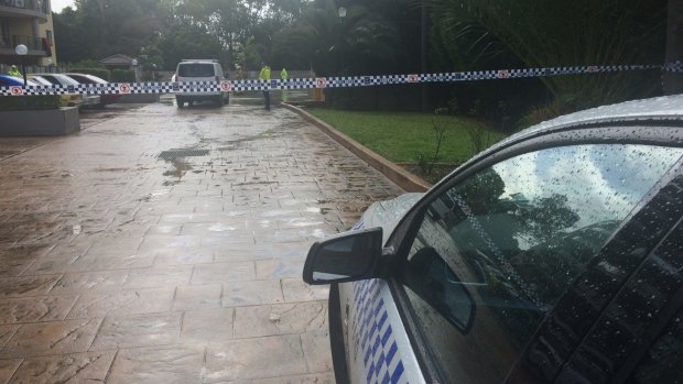 Police set up a crime scene at the Monarco Estate complex in Westmead after a woman's body was found nearby.