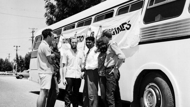 The Aboriginal Freedom freedom riders in Casino, New South Wales, on February 17, 1965. 