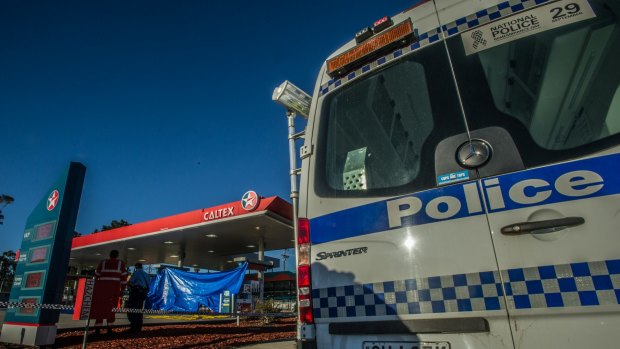 NSW police sealed off the Caltex service station. 