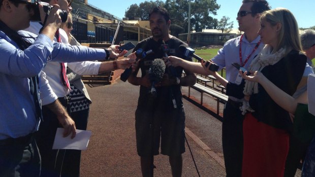 David Wirrpanda fronts the media after allegedly been caught drink driving.