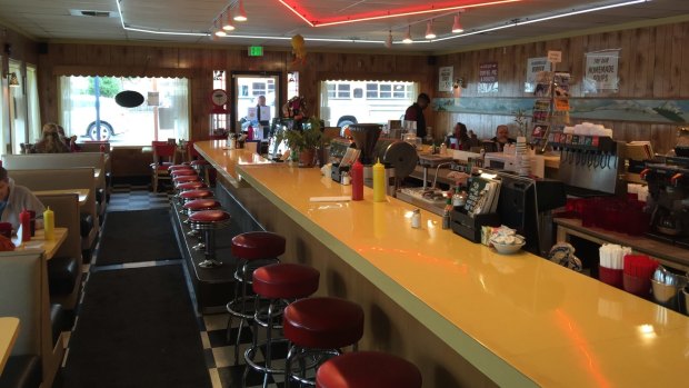 Inside Twede's diner, which was the Double D in Twin Peaks.