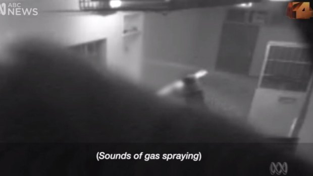''Sounds of gas spraying'': a screen grab of footage from inside Berrimah's Don Dale juvenile detention centre. 