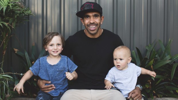 Eddie Betts with sons Lewis and Billy.