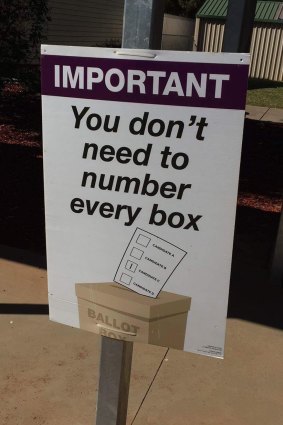 Complaints about the use of official-looking posters promoting single-box voting.