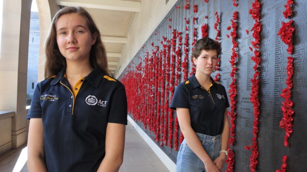Chief Minister's Anzac Spirit Prize winners Elisabeth Dykstra and Ella Kruger.