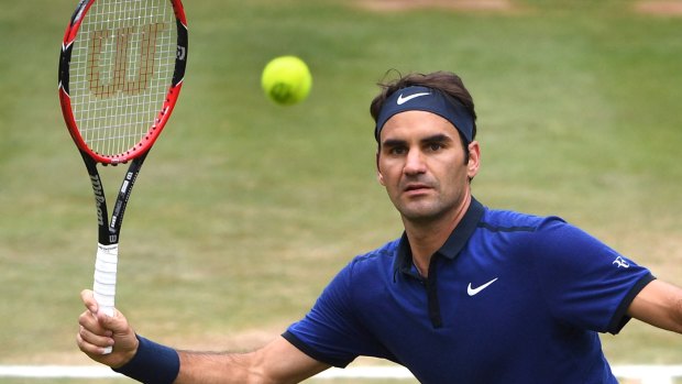 Veteran vanquished: Roger Federer during the semi-final of the  Mercedes Cup in Stuttgart.